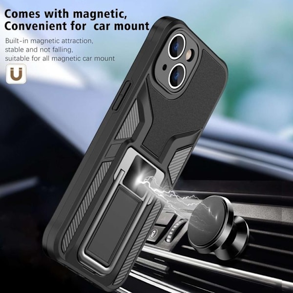 iPhone 14 Skal Kickstand - Svart Svart