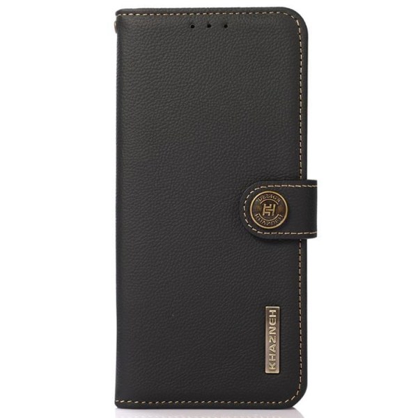 KHAZNEH iPhone 14 Plus Plånboksfodral RFID Äkta Läder - Svart