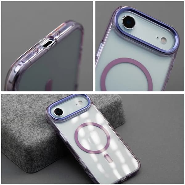 Mobilskal För iPhone Air MagSafe Frame Clear Hybrid - Lila Lila