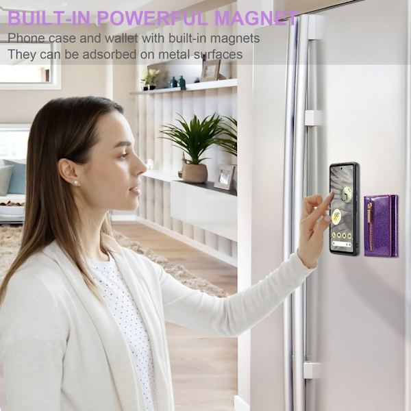 DG.MING M3 Series Konstläder Plånboksfodral för Google Pixel 7a Lila