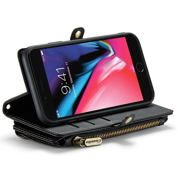 CASEME Plånboksfodral Konstläder för iPhone 6 Plus/7 Plus/8 Plus - Svart