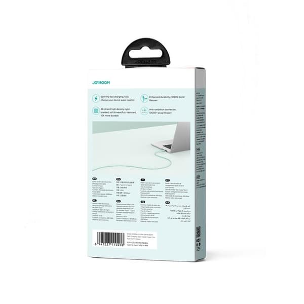 Joyroom USB-C - USB-C -kaapeli 60W 1m monivärinen - Vihreä Grön