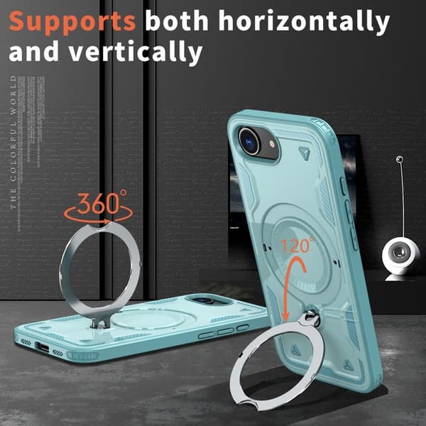 Mobilskal till iPhone 16e Militärskydd Plast Kickstand - Blå
