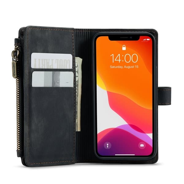 CASEME Plånboksfodral för iPhone 12 mini med rem och kortfickor - Svart