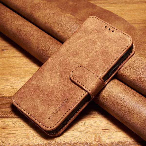 DG.MING Retro Plånboksfodral Konstläder för iPhone XS - Brun