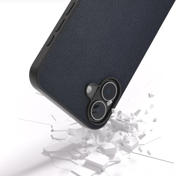 ABEEL Mobilskal till iPhone 16 Äkta Läder Coated PC+TPU Blå