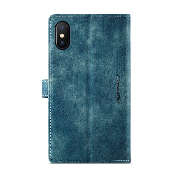 CASEME Konstläder Plånboksfodral för iPhone XS Max med Rem - Grön