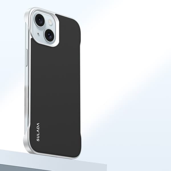 SULADA Mobilskal till iPhone 15 Frameless PU + PC Bakside - Svart
