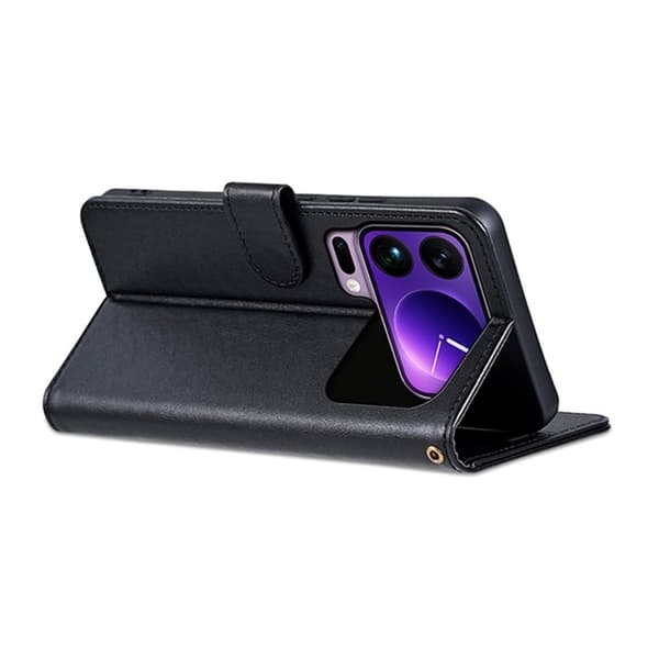 AZNS Xiaomi 17 Pro Max Plånboksfodral Anti-Scratch Konstläder - Svart