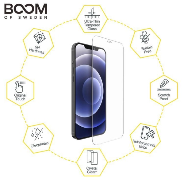 BOOM Flat Härdat Glas Skärmskydd iPhone 12 Pro Max Transparent