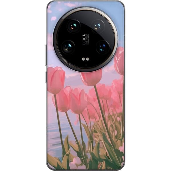 Taske til Xiaomi 14 Ultra med lyserøde tulipaner