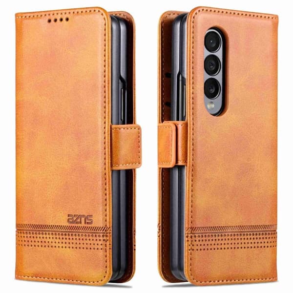 AZNS Samsung Galaxy Z Fold4 Plånboksfodral Konstläder - Brun