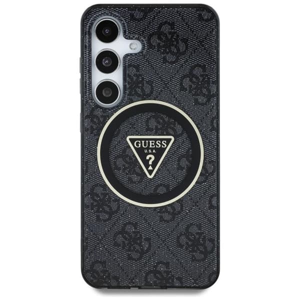 Guess telefonetui til Galaxy S25 Ultra MagSafe 4G Glitter Trekantknapper Sort Black