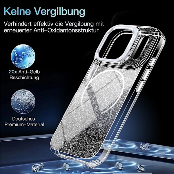Mobilskal till iPhone 17 Pro Max MagSafe Shockproof Glitter Gradient Svart