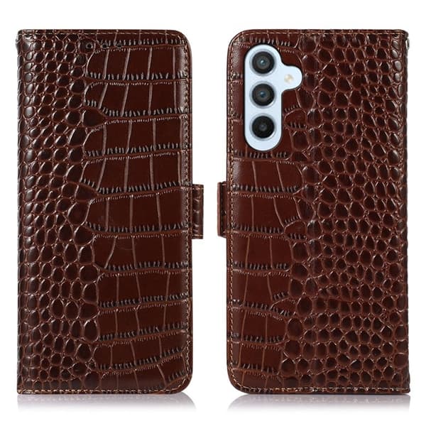 Samsung Galaxy S26 / S26 Pro Plånboksfodral RFID Skydd Äkta Läder - Brun