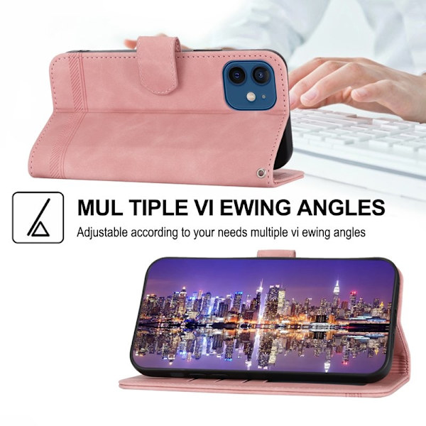 DIERFENG DF-03 Plånboksfodral i Konstläder - Rosa för iPhone 12/12 Pro