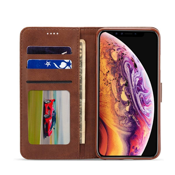 LC.IMEEKE iPhone XR Plånboksfodral i Konstläder - Brun