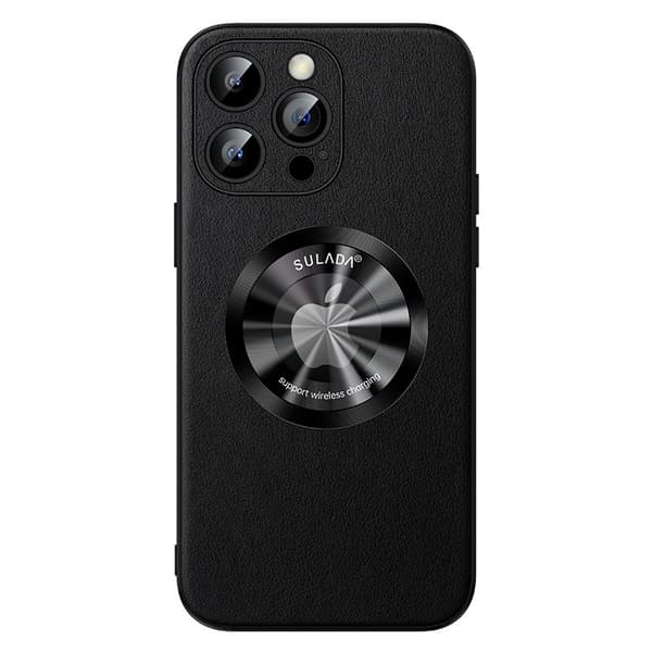 SULADA Mobilskal till iPhone 15 Pro Microfiber Läder + TPU Skydd Svart