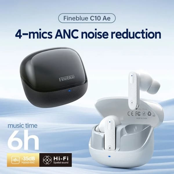 FINEBLUE Stereo TWS Trådlösa Bluetooth Hörlurar In-Ear Dual Mic ANC - Vit