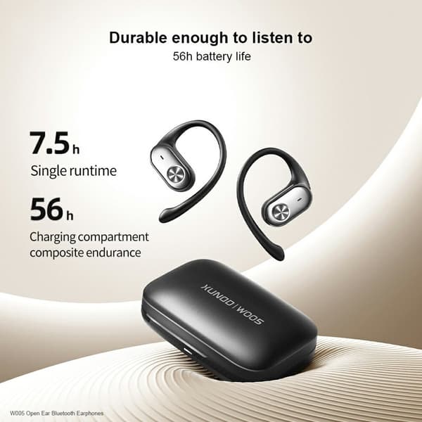 XUNDD W005 Öronhörlurar Bluetooth 5.4 med öronkrokar - Svart