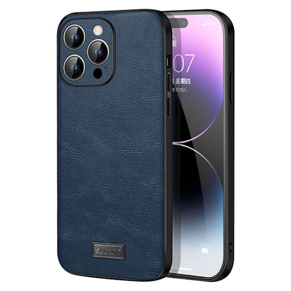 SULADA Mobilskal till iPhone 15 Pro PU Läder TPU PC Blå Cowhide Textur