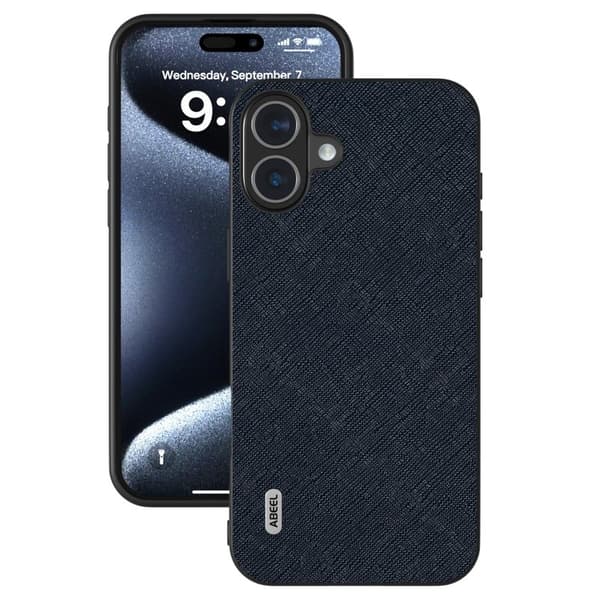 ABEEL Mobilskal till iPhone 16 Plus Äkta Läder Hybrid Blå