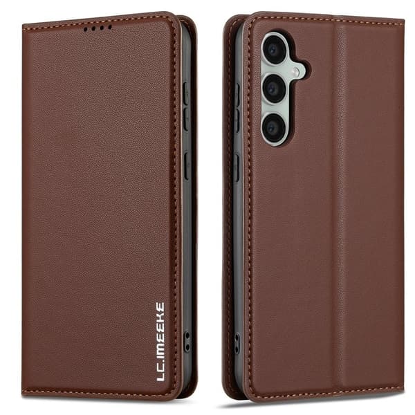 LC.IMEEKE L1 Series Samsung Galaxy S24+ Plånboksfodral Konstläder - Brun