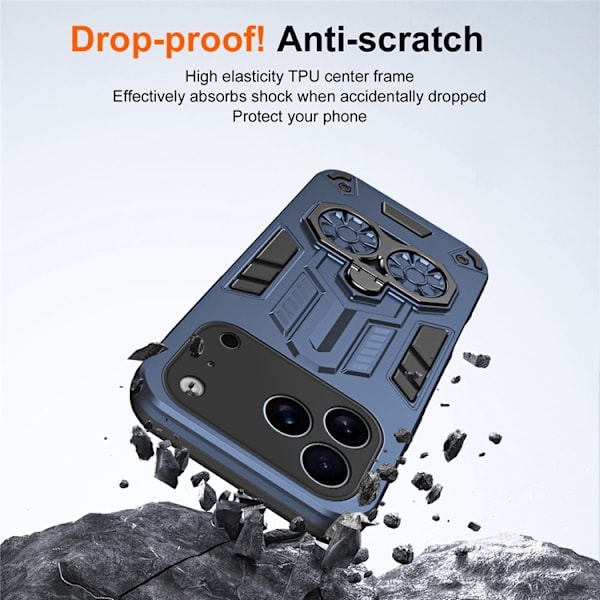 Mobilskal till iPhone 17 Pro Ringhållare Kickstand Shockproof - Blå Blå