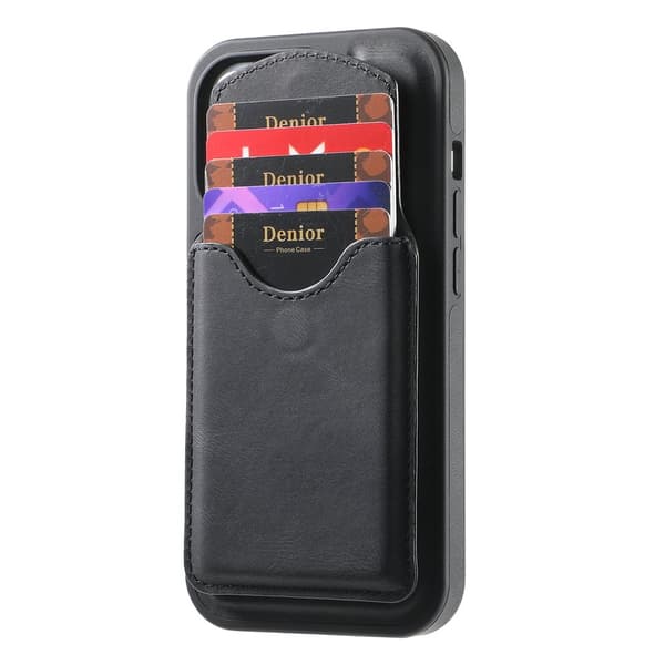 DENIOR D19 Mobilskal till iPhone 15 Pro Max Läder+PC+TPU Svart