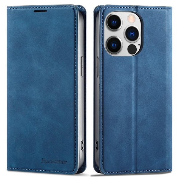 FORWENW iPhone 14 Pro Max Plånboksfodral Konstläder - Blå