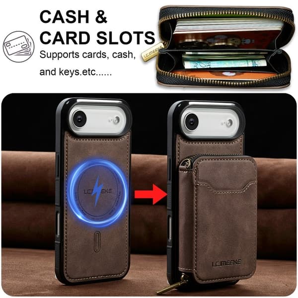 LC.IMEEKE L6 iPhone Air Plånboksfodral Magnetiskt - Konstläder - Brun