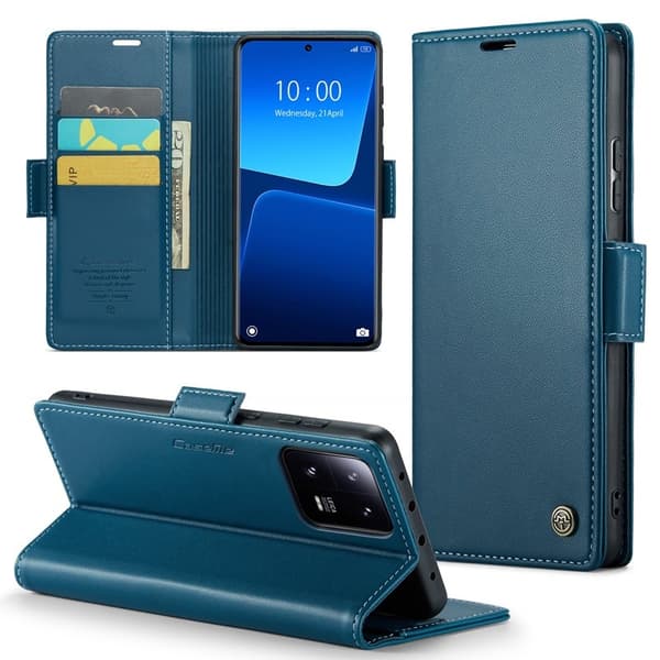 CASEME Xiaomi 13 Pro 5G Plånboksfodral Konstläder RFID-Skydd Blå