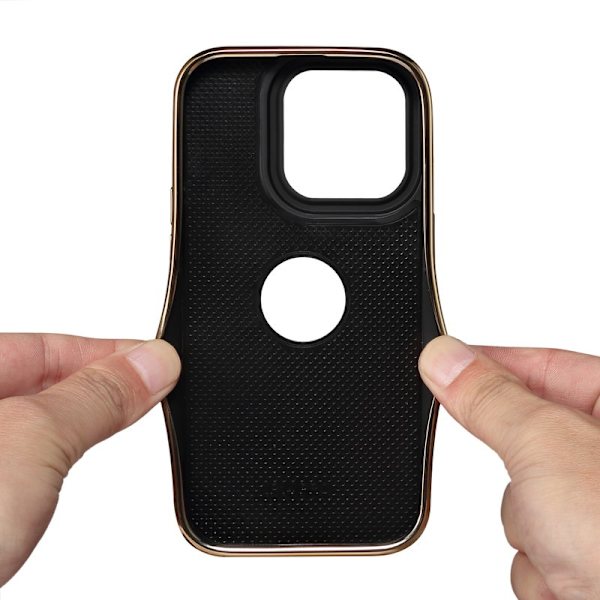 DENIOR iPhone 14 Pro Plånboksfodral Electropläterad Äkta Läder Maroon