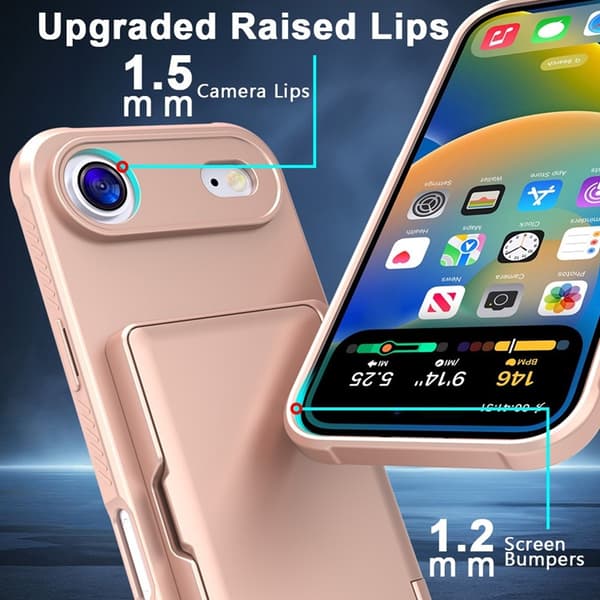 Mobilskal till iPhone Air Korthållare Mirror Kickstand Roséguld