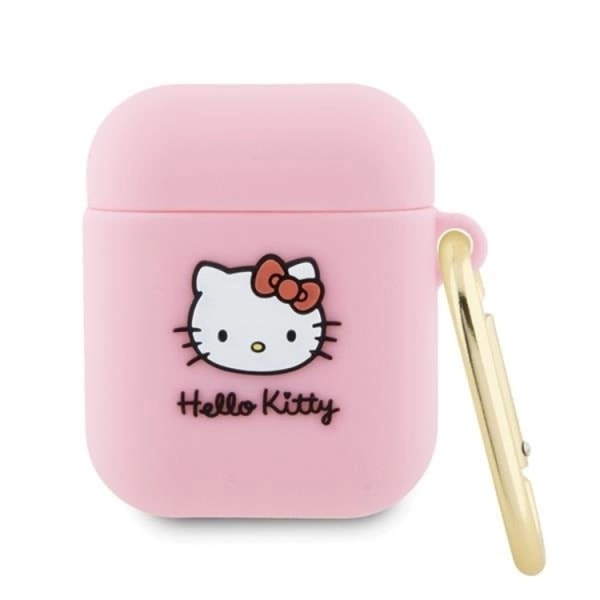 Hello Kitty AirPods 1/2 Shell Silicone 3D Kitty Head - vaaleanpunainen