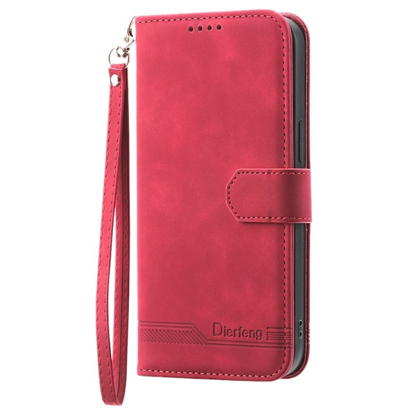 DIERFENG DF-03 iPhone 16 Pro Max Plånboksfodral Konstläder - Röd
