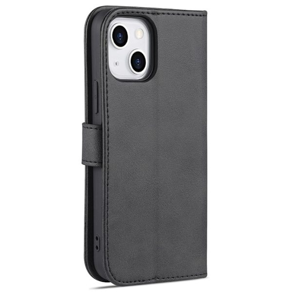 AZNS iPhone 15 Plus Plånboksfodral Ställ Konstläder - Svart