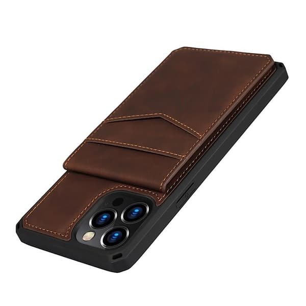 Skal med Kortplatser till iPhone 12 Pro Max - Brun Brown