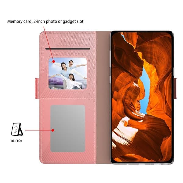 Samsung Galaxy S26 Skal PU Läder Fodral Ställ - Roséguld