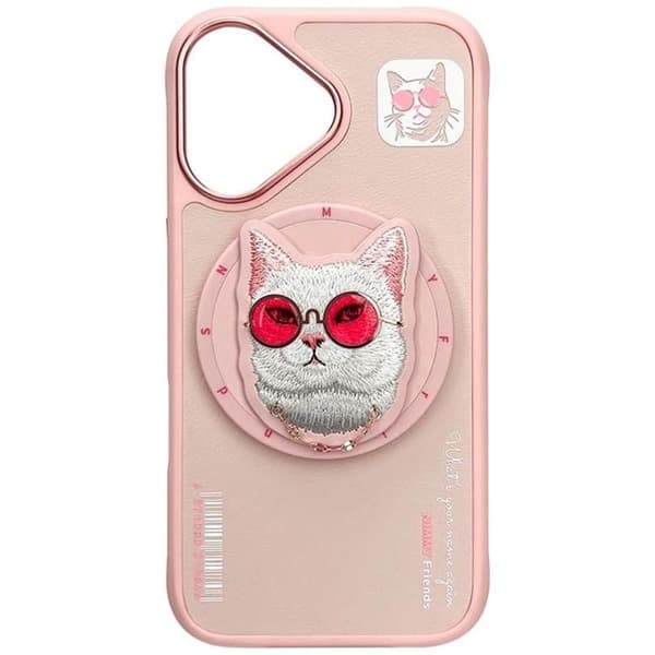 Nimmy Telefontaske til iPhone 16 MagSafe Briller Cool Cat - Pink Rosa