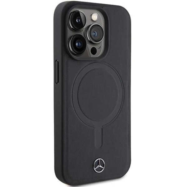 Mercedes iPhone 15 Pro Max Mobilskal Magsafe Smooth Läder - Svart Svart