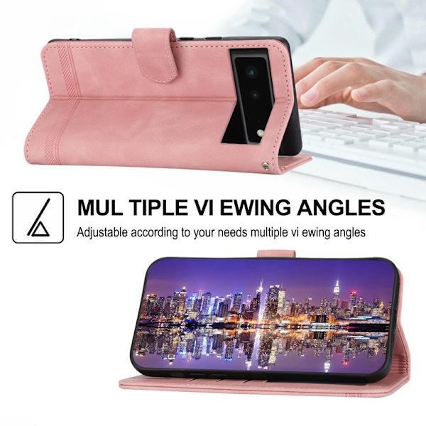 DIERFENG DF-03 Plånboksfodral för Google Pixel 6 - Konstläder - Rosa