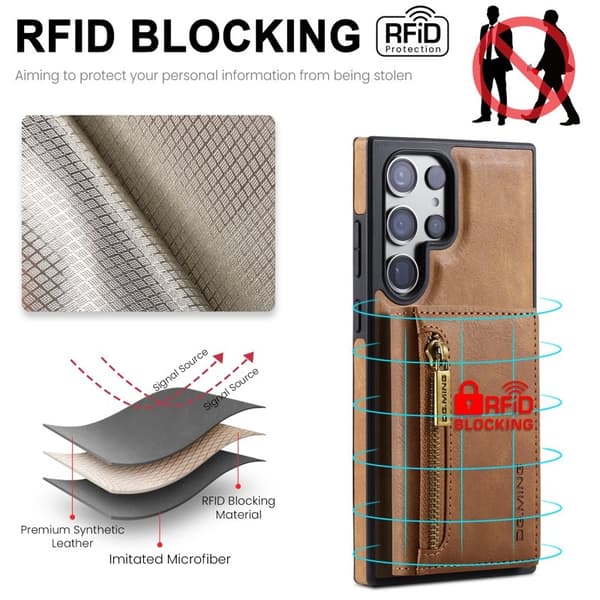 DG.MING M5 Series Samsung Galaxy S24 Plånboksfodral Konstläder Brun