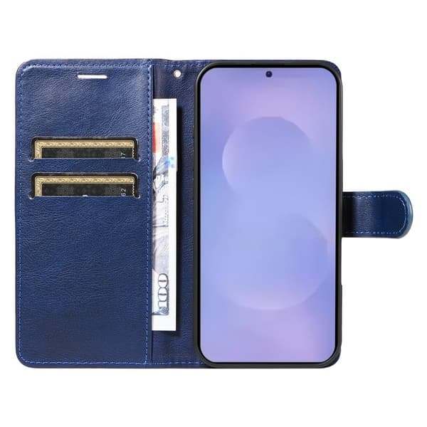 Samsung Galaxy S26 / S26 Pro Plånboksfodral Konstläder Med Rem - Blå