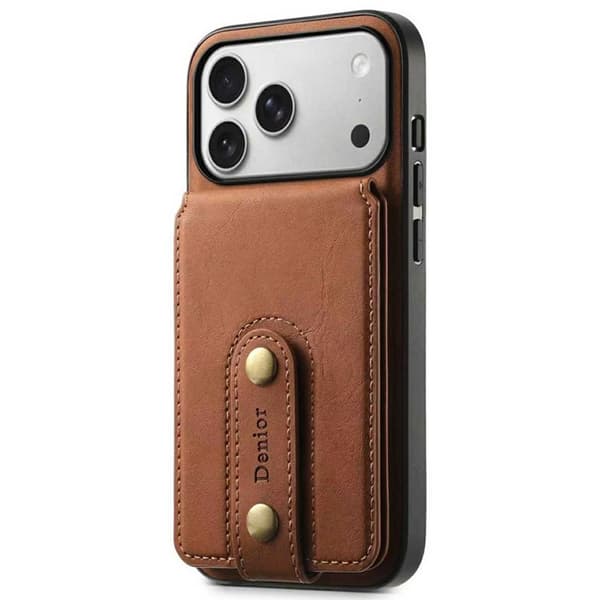 DENIOR Mobilskal till iPhone 17 Pro Max MagSafe Detachable Korthållare D14 Brun