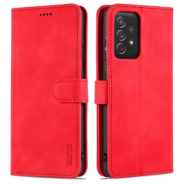 AZNS Samsung Galaxy A72 Plånboksfodral Konstläder - Röd