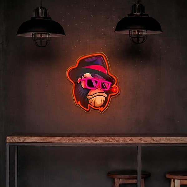 Forever Light Neon ART LED GANGSTA MONKEY FLA03 - Flerfärgad