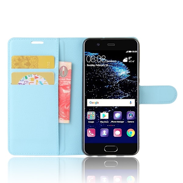 Litchi Plånboksfodral till Huawei P10 - Blå Blå