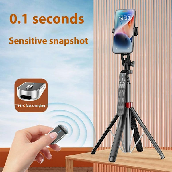 Bärbar Selfiestick Bluetooth med Enkel V1 Fill Light P185mini