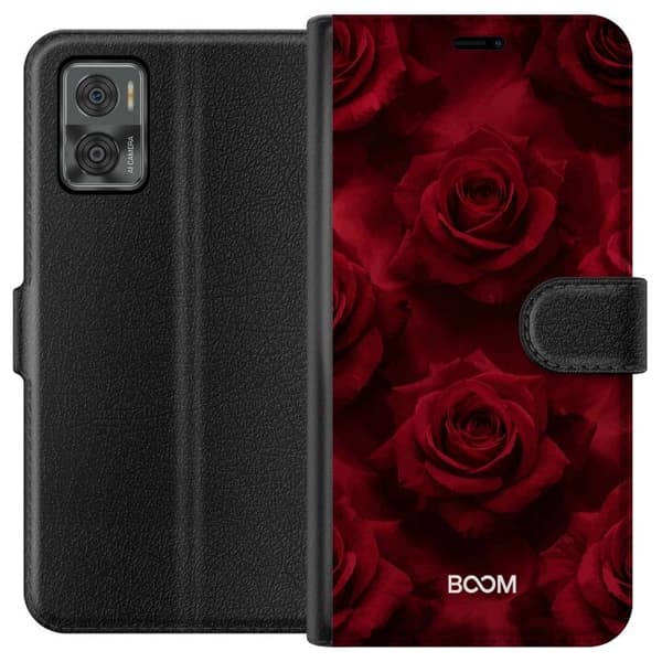 Plånboksfodral till Motorola Moto E22i med Crimson Rose
